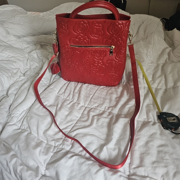 Embossed Red leather purse